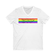 Load image into Gallery viewer, Cotton Unisex White or Gray with Pride Logo V-Neck Tee