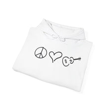 Load image into Gallery viewer, Cozy Hooded Sweatshirt Gray or White Peace Love Ukulele