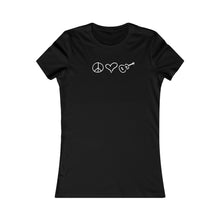 Load image into Gallery viewer, Comfy Women's Black Peace Love Ukulele Tee