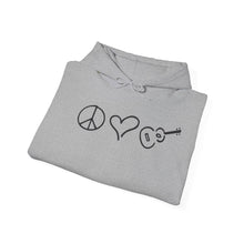 Load image into Gallery viewer, Cozy Hooded Sweatshirt Gray or White Peace Love Ukulele