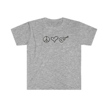 Load image into Gallery viewer, Cotton Men's Peace Love Ukulele Gray or White Fitted Tee