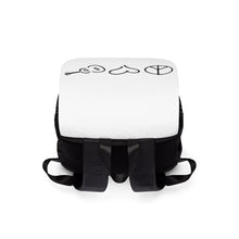 Load image into Gallery viewer, Shoulder Backpack Peace Love Ukulele logo