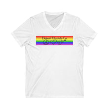 Load image into Gallery viewer, Cotton Unisex White or Gray with Pride Logo V-Neck Tee
