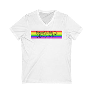 Cotton Unisex White or Gray with Pride Logo V-Neck Tee