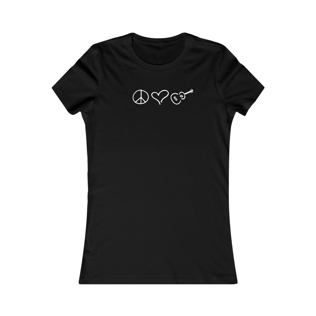 Comfy Women's Black Peace Love Ukulele Tee