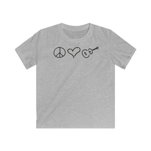 Kids Softstyle Peace Love Ukulele Tee