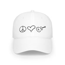 Load image into Gallery viewer, Hat / Ballcap White Peace Love Ukulele
