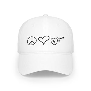 Hat / Ballcap White Peace Love Ukulele