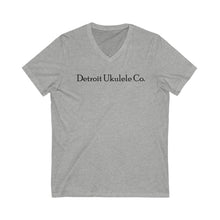 Load image into Gallery viewer, Cotton Unisex White or Gray with D.U.C. Logo V-Neck Tee
