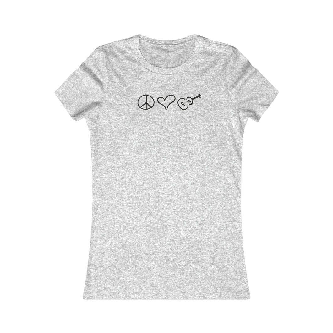 Comfy Women's Peace Love Ukulele Gray or White Tee