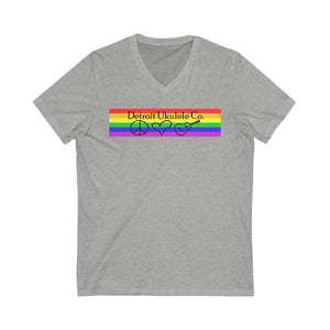 Cotton Unisex White or Gray with Pride Logo V-Neck Tee