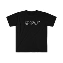 Load image into Gallery viewer, Cotton Men&#39;s Peace Love Ukulele Black Fitted Tee
