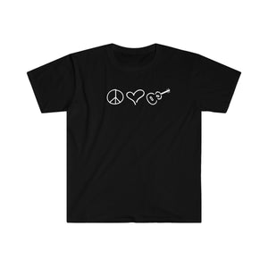 Cotton Men's Peace Love Ukulele Black Fitted Tee