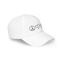 Load image into Gallery viewer, Hat / Ballcap White Peace Love Ukulele
