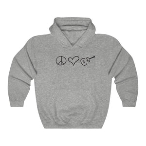 Cozy Hooded Sweatshirt Gray or White Peace Love Ukulele